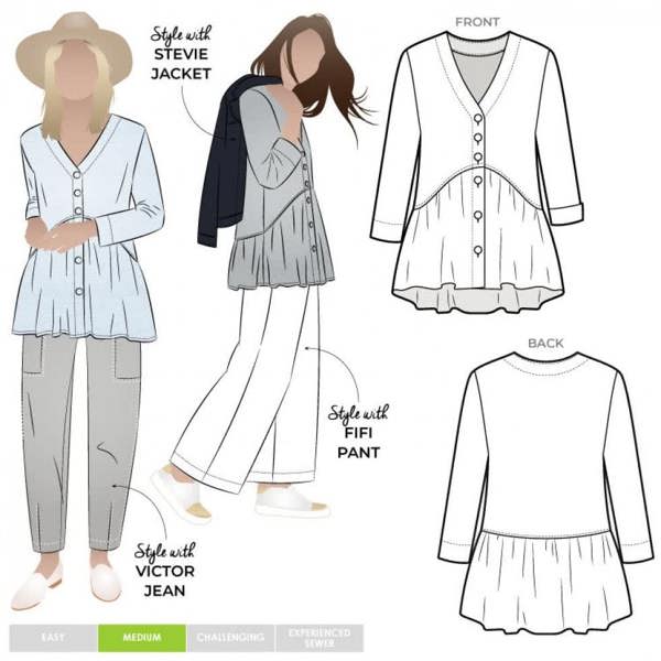 Style Arc Sewing Pattern Jules Tunic - Tops, Tunics for Women - Intermediate