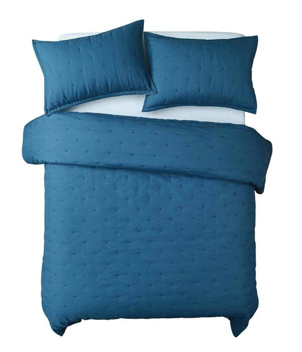 M.M Linen Laundered Linen Ocean Bedspread Set