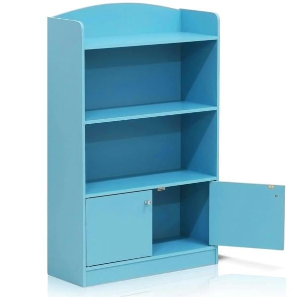 WALPLUS KidKanac Bookshelf with Storage Cabinet, Light Blue | Premium Home Interior Decoration
