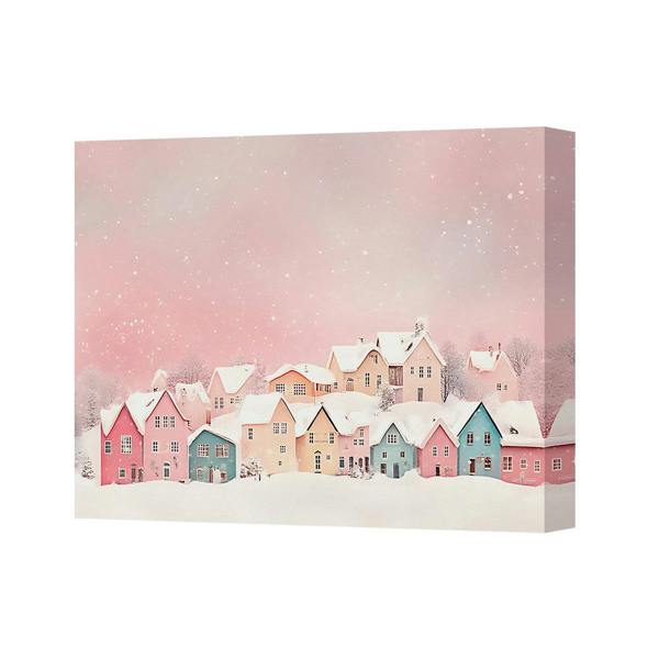 Benjamin Tate Design Pastel Snowy Village Canvas Art Print Canvas 5603 Decor