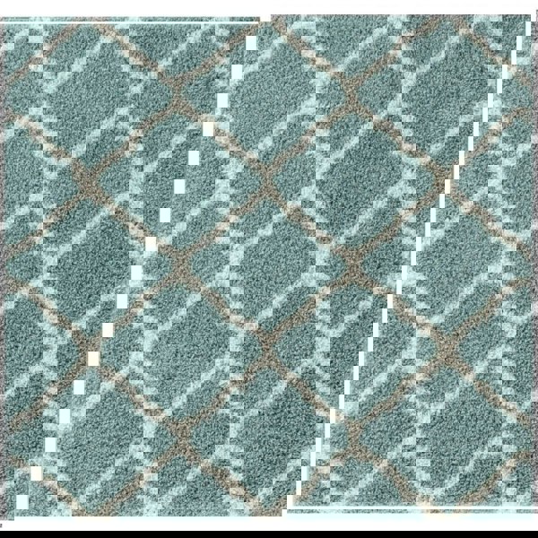Moroccan Design Thick Shaggy Area Rugs Duck Egg Blue