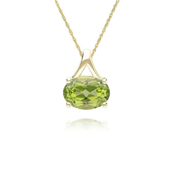 Gemondo Classic Oval Peridot Pendant Necklace in 9ct Yellow Gold 7x5mm