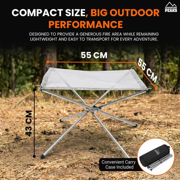 ADVENTURE PEAKS Portable Fire Pit for Camping with Heat Resistant Gloves & Storage Bag - Collapsible Fire Pit Stainless Steel Foldable Mesh
