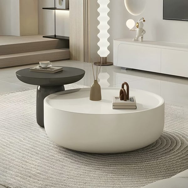 Cenhelm Nesting Coffee Table Set, Cream And Black-Rit Concept-Coffee Table Set-Rit Concept