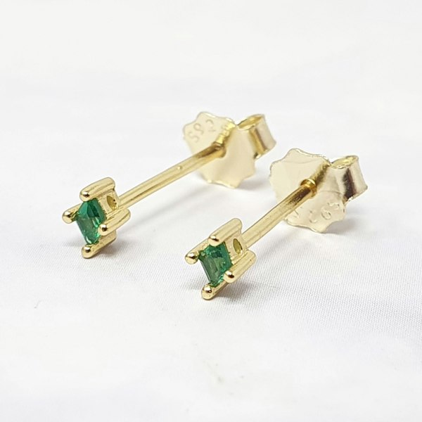 Tiny Emerald Stud May Birthstone Earrings