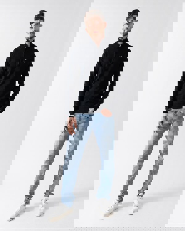 GANT Mens Classic Cotton Half Zip Jumper - 5 Black - CHO - Designer Mens Jumpers