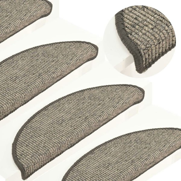 Berkfield Stair Mats Self-adhesive 15 pcs 56x17x3 cm Beige and Grey