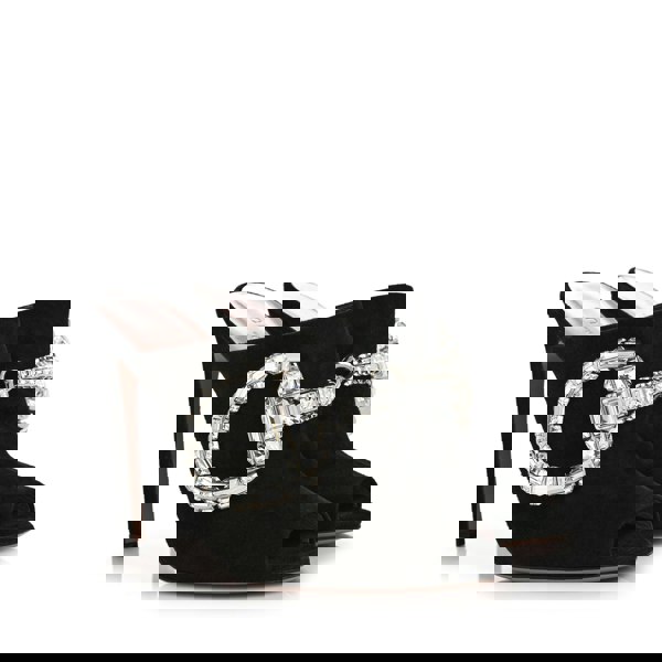 Gucci black suede crystal maxima horsebit mules