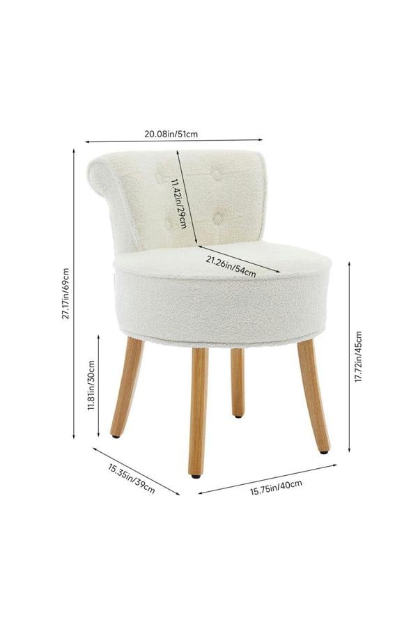 Living and Home Teddy Fleece Upholstered Vanity Stool