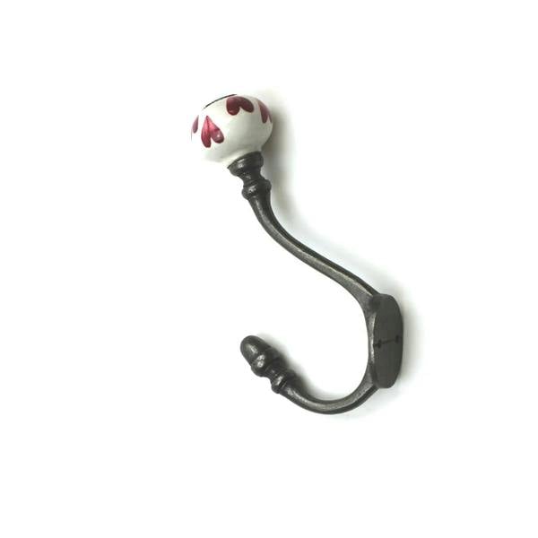 Hand Finished Pink Petal Ceramic Coat Hooks - Pack of 4