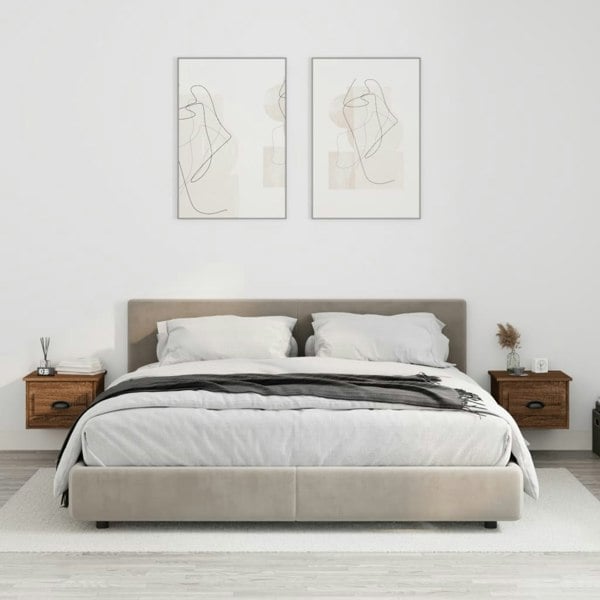 Berkfield Wall-mounted Bedside Cabinets 2 pcs Brown Oak 41.5x36x28cm