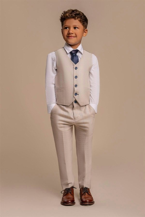 House of Cavani Boys Caridi Beige Three Piece Suit