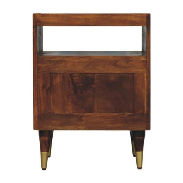 Artisan Furniture Solid Wood Valenza Open Frame Bedside, 2 Drawers & 1 Open Slot, Brown