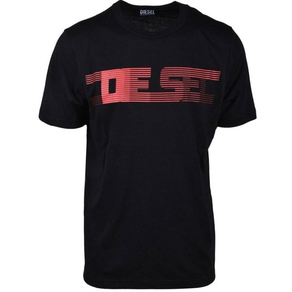 Diesel Striped Logo Black T-Shirt