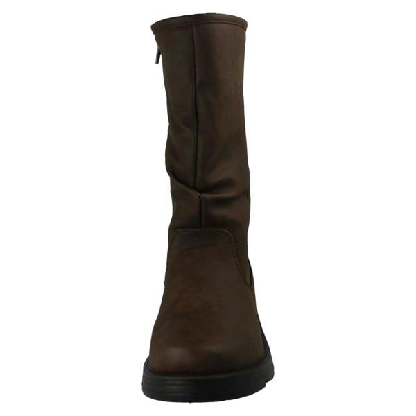 Spot On Ladies Spot On Fur Lined Zip Up Wide Fit Wedge Heel Mid Calf Boots F4466