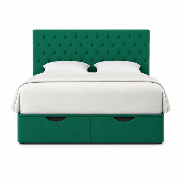 Great British Beds Chesterfield Divan Ottoman Bed - Green Plush