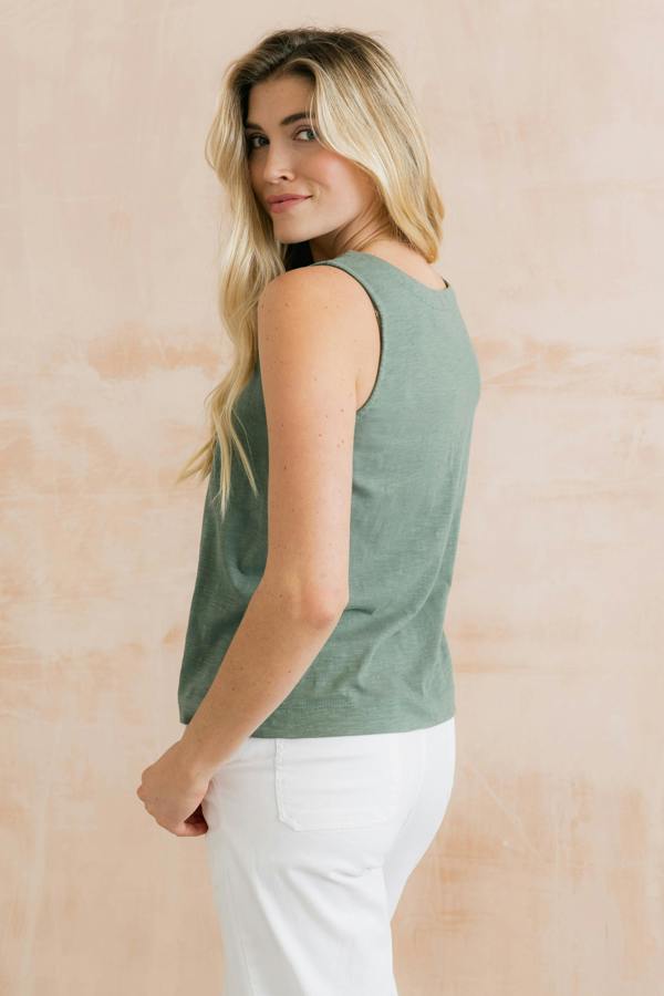 Lily & Me Pier Organic Cotton Jersey Button Vest Laurel Green