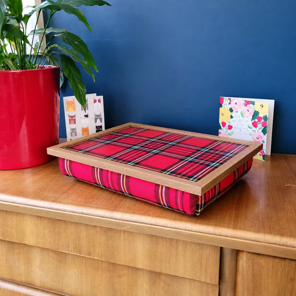 Made in the Mill Royal Stewart Red Tartan Luxury Lap Tray with Bean Bag