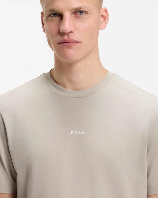BOSS Orange TChup Mens Crew Neck Small Logo T-Shirt - Open Grey 070