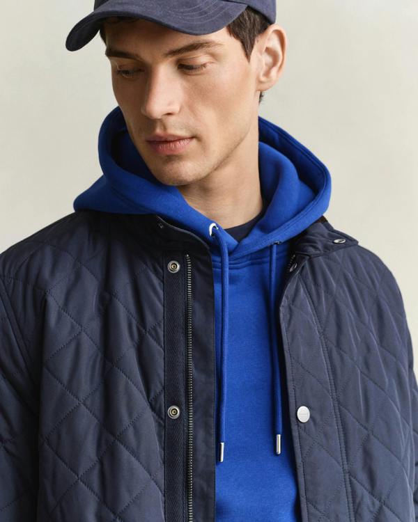 GANT Mens Quilted Mid Jacket - 433 Evening Blue