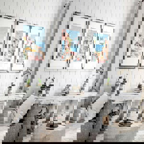 Large Wall Pictures Living Room | Set of 3 Beach Decor Wall art Prints