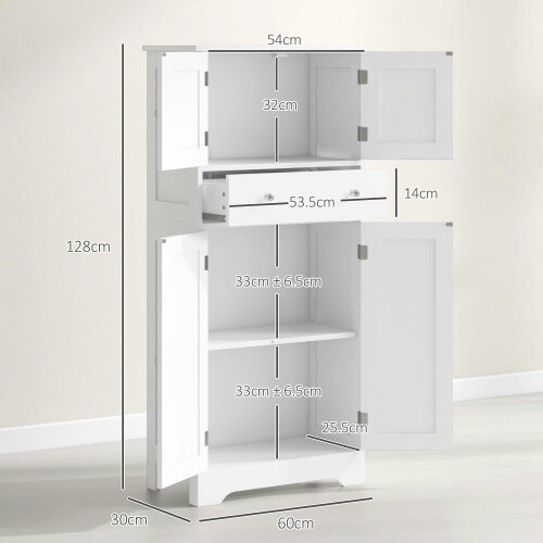 Wyld Haus Elne Vael Wooden White Freestanding Multi Storage Kitchen Cabinet