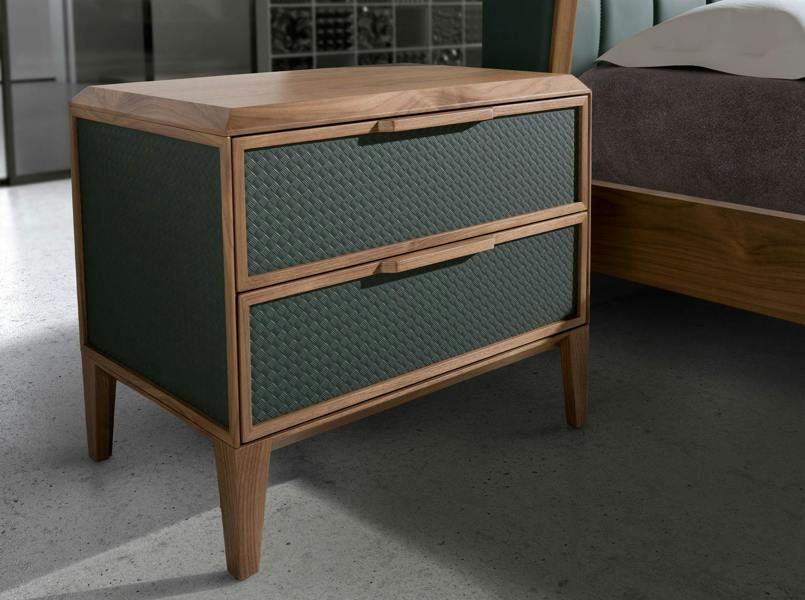 Angel Cerdá Dark green pvc and walnut bedside table 7149