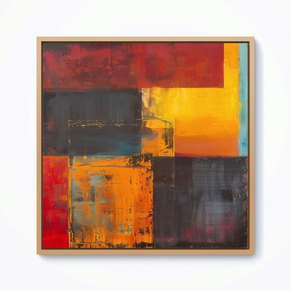 Warren Reed Golden Blocks Of Abstract Framed Canvas