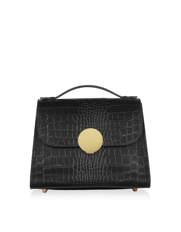 Le Parmentier Bombo Croco Top-Handle Satchel Bag - Black