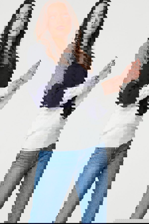 Navy | Colour Block Relaxed Knit Sweater