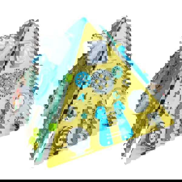 DYZI ACTIVITY BOARD BUSY CUBE FOR TODDLERS MONTESSORI TOYS FOR TODDLERS PYRAMID SHAPE CUBE EDUCATIONAL TOY WOODEN SORTER TOY LATCHES TOY LEARNING BASIC LIFE SKILLS