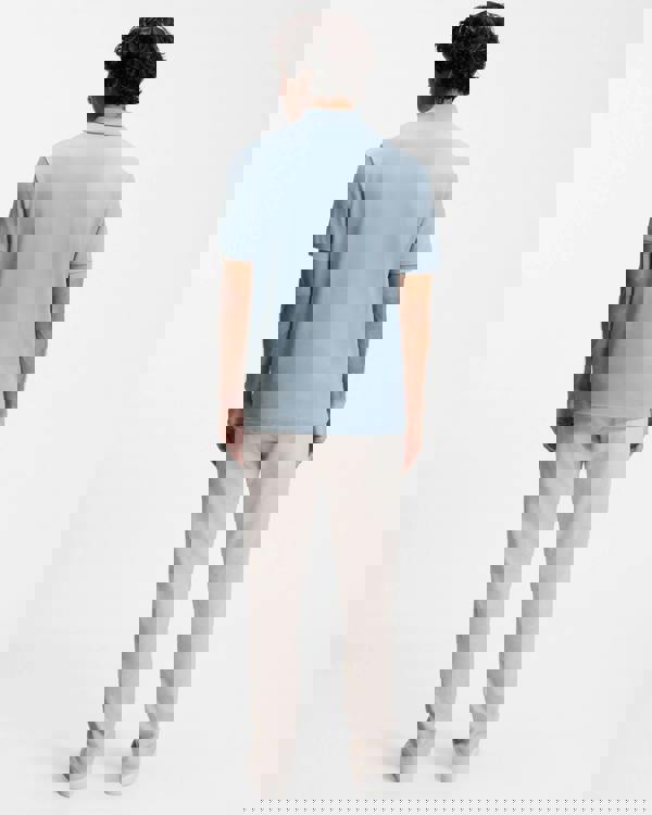 BOSS Orange Passerzip Mens Zip Placket Polo Shirt - Light/Pastel Blue 458