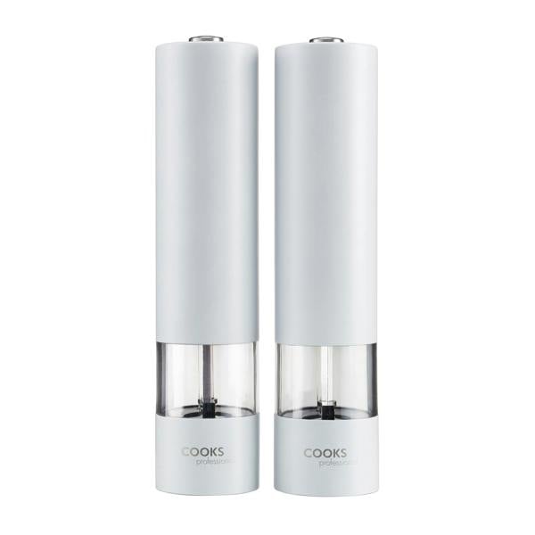 Cooks Professional Electric Salt and Pepper Mill Set | White