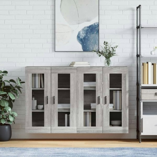 Berkfield Wall Mounted Cabinets 2 pcs Grey Sonoma Engineered Wood