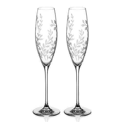 Diamante Crystal Champagne Flutes ‘Breeze’ Pair