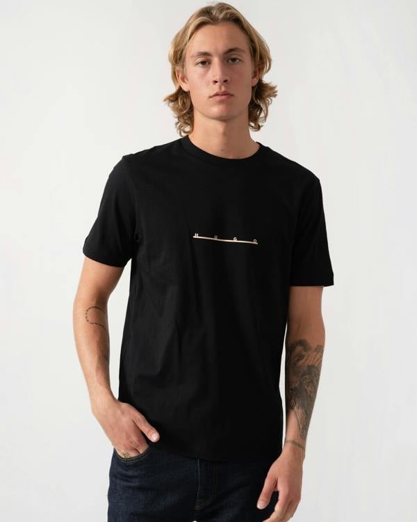 Front of the HUGO Datri Mens T-Shirt - Black 001