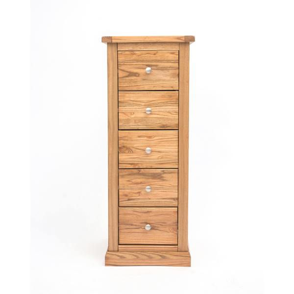 Salerno 5 Drawer Narrow Chest of Drawers Chrome Knob