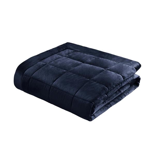 Catherine Lansfield Kingsley Matt Velvet Quilted Bedspread Navy Blue