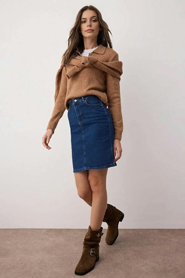 WOVCOR High Waist Mini Denim Skirt