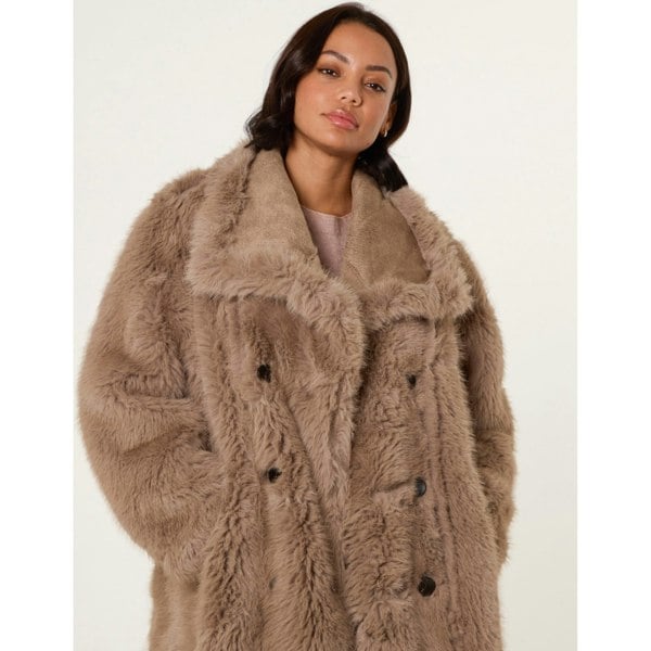 Blue Vanilla Reversible Midi Faux Fur Coat