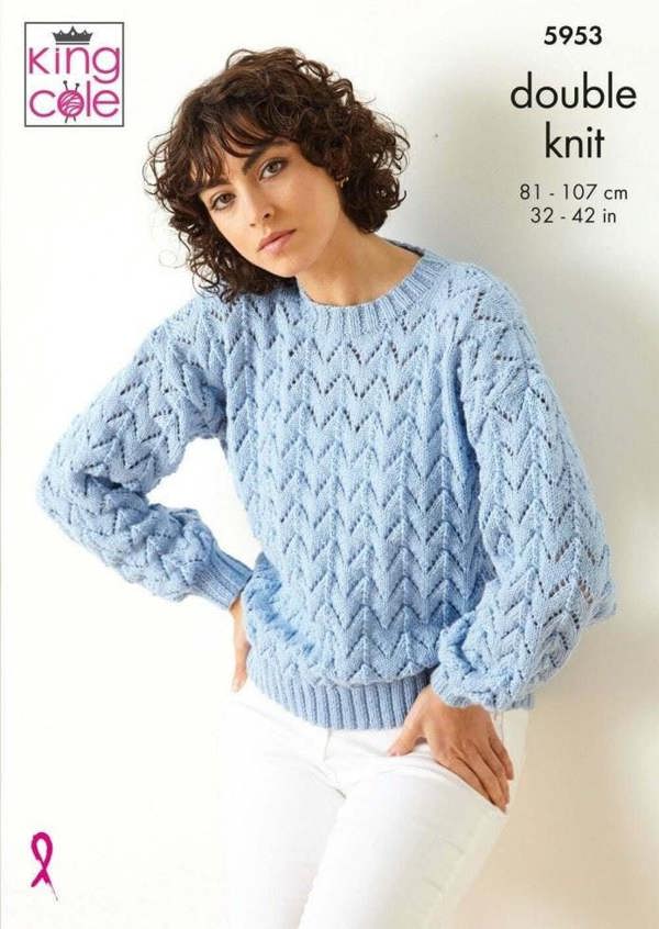 King Cole Merino Blend DK Knitting Pattern 5953, Sweaters, Cardigans for Women, 32 - 42 Inches