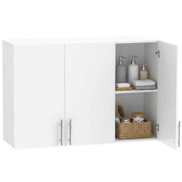 HOMCOM Bathroom Wall Cabinet with 3 Doors, Adjustable Shelf for Kitchen