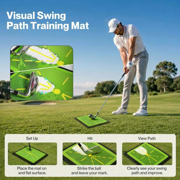 Centra Golf Mat Swing Path Feedback Anti Slip Rubber Base Indoor Practice Green