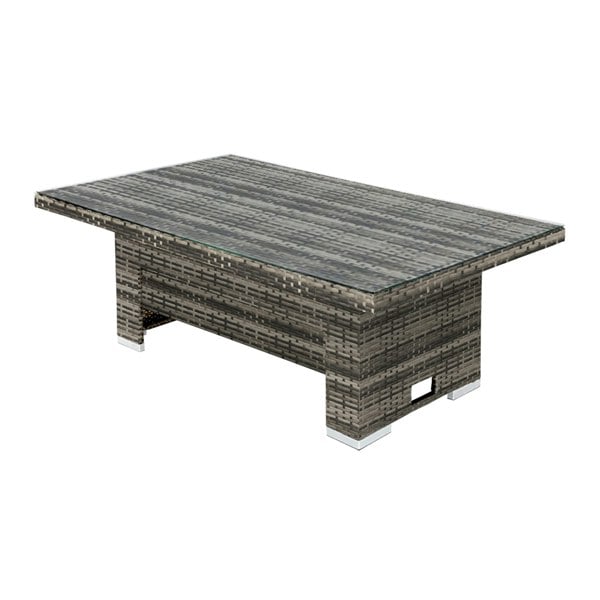 Oseasons Malta Rattan 9 Seat Rising Table U-Shape Set in Walnut Grey
