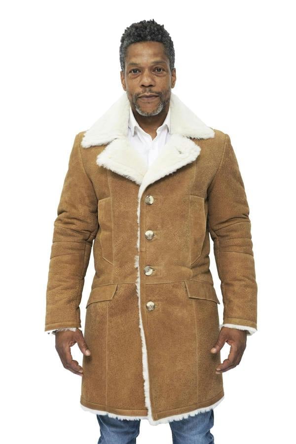Infinity Leather Mens Warm Sheepskin Trench Coat-Lewes