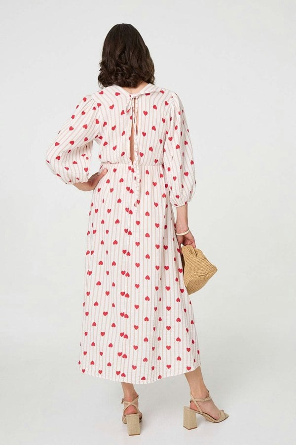 Pink | Striped Empire 3/4 Sleeve Maxi Dress
