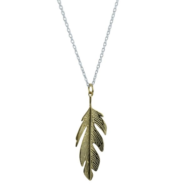 Large Sterling Silver Feather Drop Necklace - Reeves & Reeves