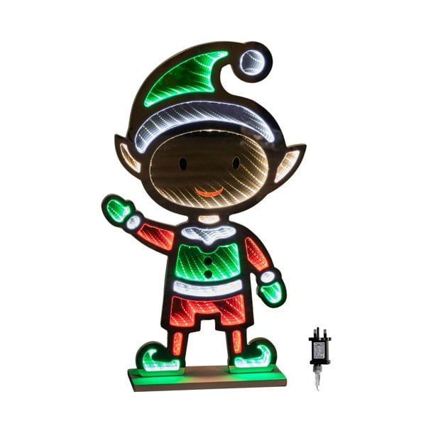 Samuel Alexander 60cm Light up Standing Elf Infinity Christmas Decoration with Multi-Coloured LEDs