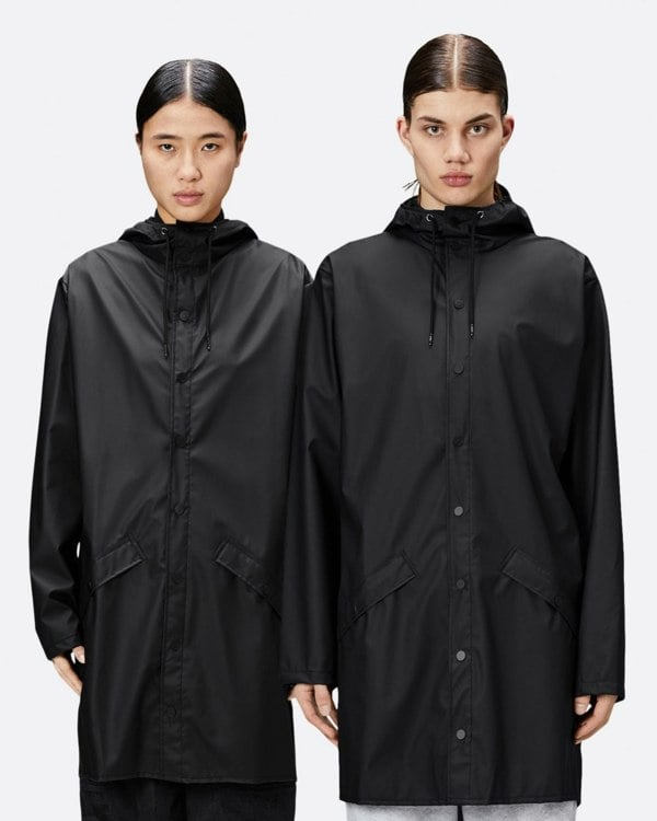 Rains Long Unisex Jacket - 01 Black