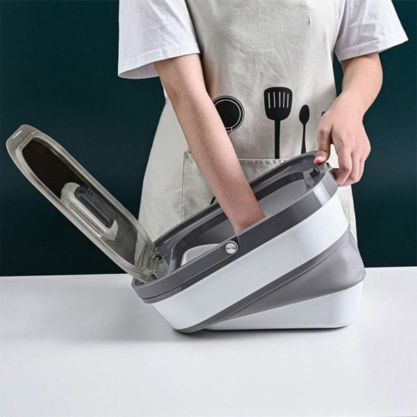 13 Liters Capacity Grey Foldable Pet Food Storage Container with Lid Living and Home